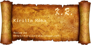 Kirilla Réka névjegykártya